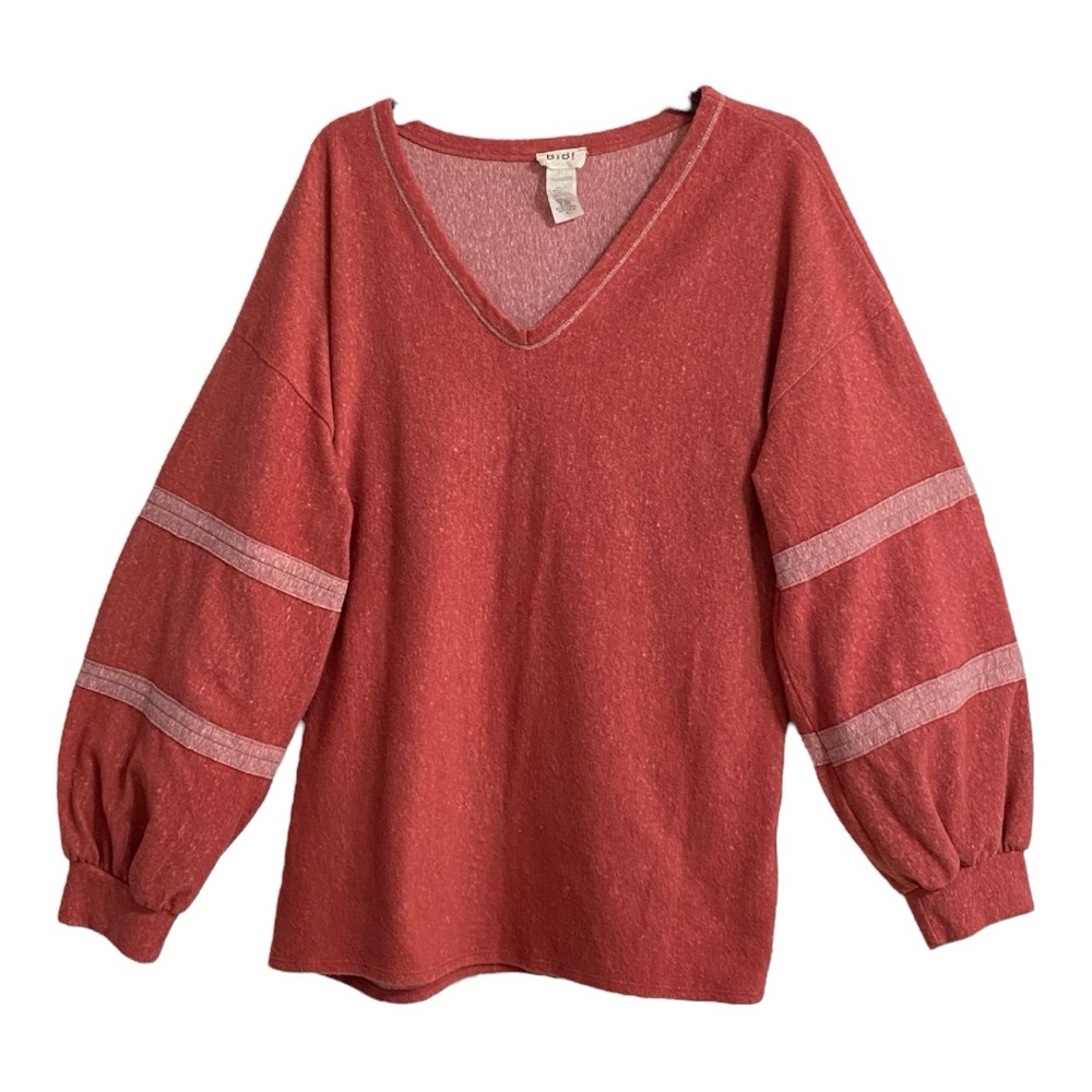 BIBI V-Neck Reddish Pink Top - Sz XL - Picture 2 of 6